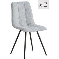 Nordlys Set of 2 Scandinavian Dining Chairs with Metal Buttoned Backrests in Grey
