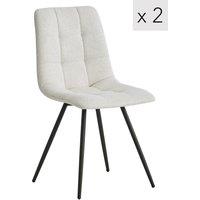 Nordlys Set of 2 Scandinavian Dining Chairs with Metal Buttoned Backrests in Beige