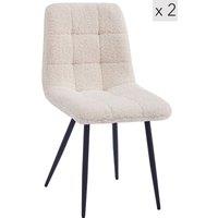 Nordlys Set of 2 Scandinavian Dining Chairs with Metal Buttoned Backrests in White