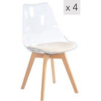Nordlys Set of 4 Scandinavian Dining Chairs with Transparent Wood Legs in Beige