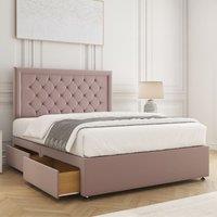 BSSPOKE Nova Divan Bed Set Plush 24 Headboard & 2Drawers Same Side &Mattress in Pink | Size: Single