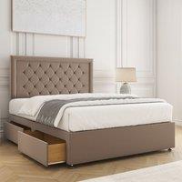 BSSPOKE Nova Divan Bed Set Plush 24 Headboard & 2Drawers Same Side &Mattress in Bronze | Size: Super King