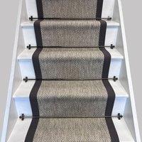RainbowHome Herringbone New England Grey Stair Runner with 100% Grey Cotton Border | Size: 50 cm x 700 cm