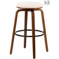 Nordlys Set of 2 Industrial Metal Wood Bar Stools in White