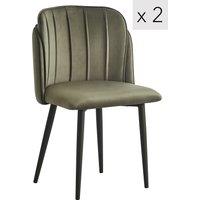 Nordlys Set of 2 Scandinavian Dining Chairs with Metal Legs in Green