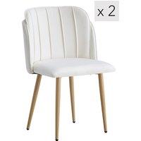 Nordlys Set of 2 Scandinavian Dining Chairs with Metal Legs in Beige