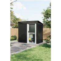 Living and Home 4x6 FT Metal Shed Garden Tool Storage Shed with Waterproof Pent Roof, Sliding Door and Base Foundation, Black