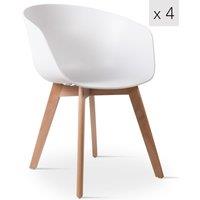 Nordlys Set of 4 Scandinavian Dining Chairs Wooden Legs in White