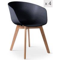 Nordlys Set of 4 Scandinavian Dining Chairs Wooden Legs in Black