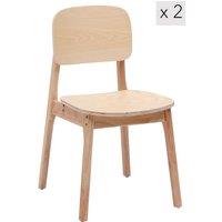 Nordlys Set of 2 Scandinavian Solid Wood Dining Room Chairs in Light Oak