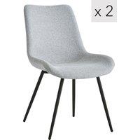 Nordlys Set of 2 Scandinavian Dining Chairs with Black Metal Legs in Grey