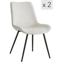 Nordlys Set of 2 Scandinavian Dining Chairs with Black Metal Legs in Beige