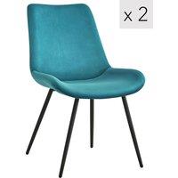Nordlys Set of 2 Scandinavian Dining Chairs with Black Metal Legs in Blue