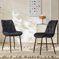 SONARA Modern Set of 2 Velvet Dining Chairs with Ergonomic Upholstered Seat in Black