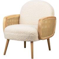 Nordlys Scandinavian Lounge Armchair with Wooden Frame & Caning in White