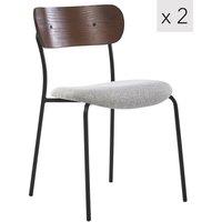 Nordlys Set of 2 Industrial Metal Wood Dining Chairs in Grey