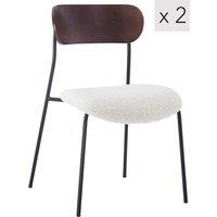 Nordlys Set of 2 Industrial Metal Wood Dining Chairs in White