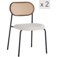 Nordlys Set of 2 Industrial Metal Cane Rattan Dining Chairs in White