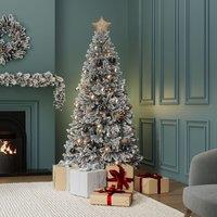 Charles Bentley Luxury 7ft Pre-Lit Faux Hinged Snowy Christmas Tree in White