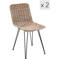 Nordlys Set of 2 Metal & Natural Fiber Chairs in Brown