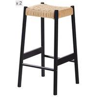 Nordlys Set of 2 Scandinavian Solid Wood Bar Stools in Black