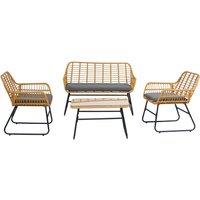 Nordlys Garden Lounge Set in Rattan & Metal in Grey