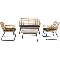Nordlys Garden Lounge Set in Rattan & Metal in Black