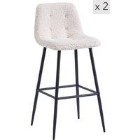 Nordlys Set of 2 Scandinavian Metal Fabric Bar Stools in White