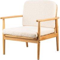 Nordlys Scandinavian Lounge Armchair with Wooden Frame & Fabric in White
