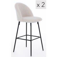 Nordlys Set of 2 Scandinavian Metal Fabric Bar Stools in White