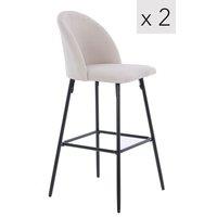 Nordlys Set of 2 Scandinavian Metal Fabric Bar Stools in Beige