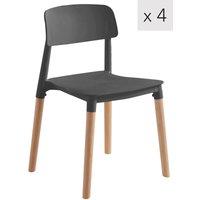 Nordlys Set of 4 Scandinavian Dining Chairs with Wooden Legs in Black
