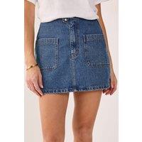 NastyGal Women's Pocket Front Denim Mini Skirt in Authentic Midwash | Size: 8