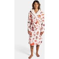 OHS Women's Autumn Gonk Sherpa Fleece Dressing Gown Hooded Robe in Beige