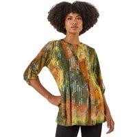 Roman Women's Textured Burnout Print Top in Orange | Size: 10