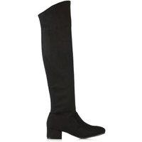 XY London Women's 'June' Low Block Heel Knee High Boots in Jet Black | Size: 4