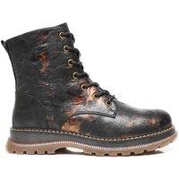 IVACHY Women's Combat Boots- Chunky - Lace Up Ankle Boots- Zip Up Closure in Black | Size: 7.5