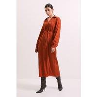 Principles Women's Crinkle Column Shirt Mid Dress in Rust | Size: 14