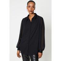 Principles Women's Sequin Collared Button Down Shirt in Black | Size: 10