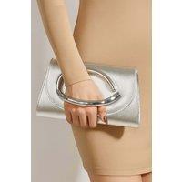 AJVANI Women's Evening Party Going Out Prom Handle Clutch Bag in Silver