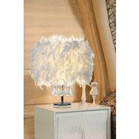 Living and Home Modern Feather Bedside Table Lamp in White