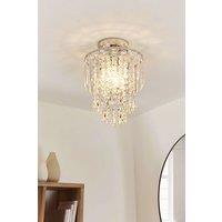 Living and Home Glamorous Crystal Cascade Chandelier with Chrome Accents in Silver