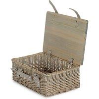 Red Hamper Antique Wash Empty Picnic Basket with Pinewood Lid in Brown | Size: Small