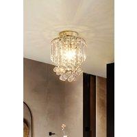 Living and Home Chrome-Accented Crystal Cascade Flush Mount Chandelier in Silver