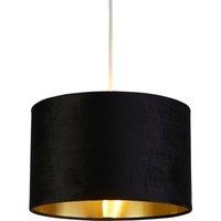 Lighting Collection Black Velvet Brushed Gold Inner Shade D27Cm Lamp Shade