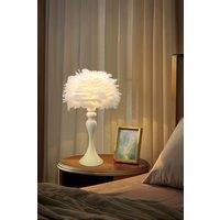 Living and Home Modern Pure Feather Design Table Lamp in White