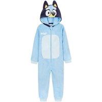 Bluey Boy's Fleece Onesie with Hood Cosy Fluffy Loungewear Nightwear in Blue | Size: 3-4 Years