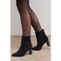 Oasis Women's Maria Faux Suede High Block Heel Pointed Chelsea Ankle Boots in Natural Black | Size: 6