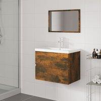 Berkfield Home Bathroom Furniture Set Smoked Oak Engineered Wood in Brown