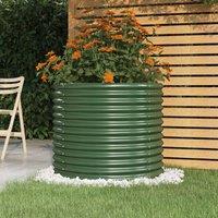Berkfield Home Garden Planter Powder-coated Steel 80x80x68 cm Green | Size: 80 x 80 x 68 cm